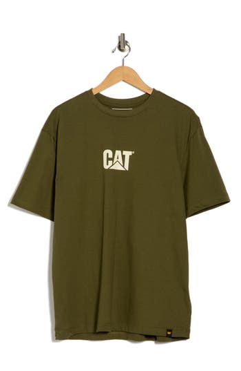 Cat Wwr Washed Logo Heavyweight T-shirt In Green