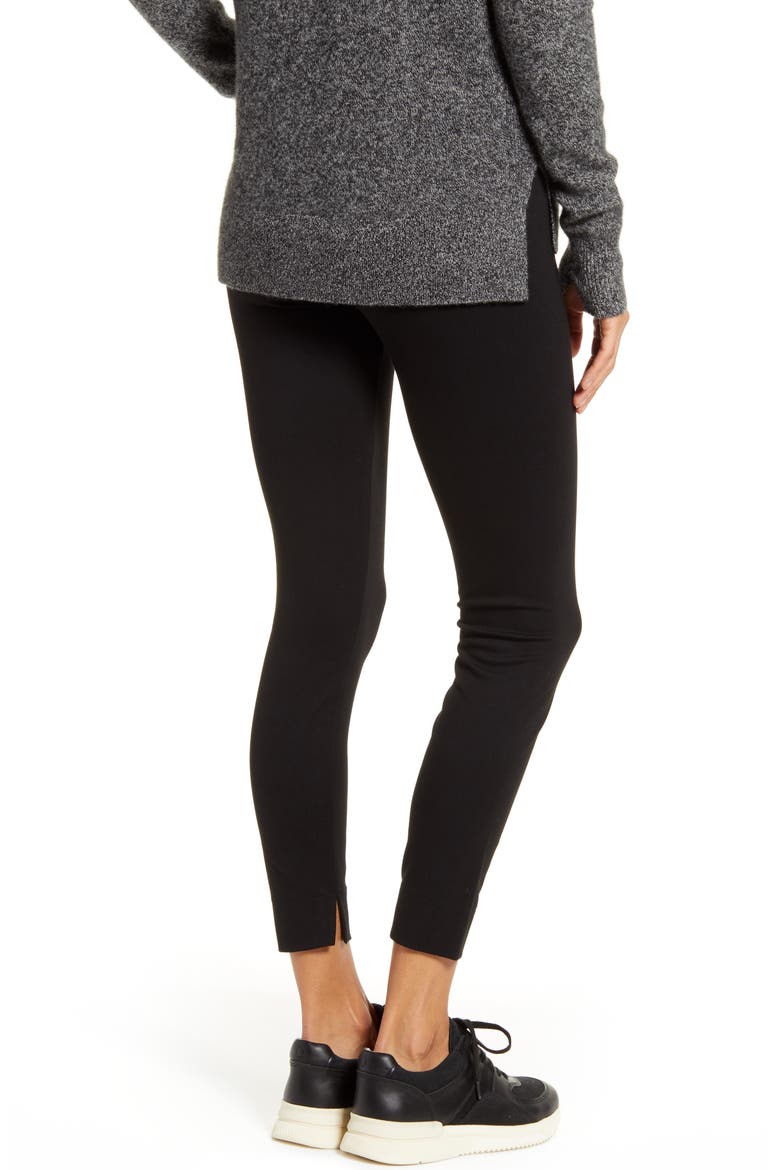 Lyssé Fennel Ankle Slit Leggings, Alternate, color, BLACK