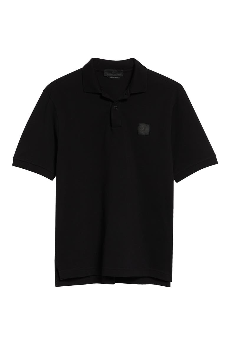 Compass Patch Cotton Piqué Polo, Alternate, color, BLACK