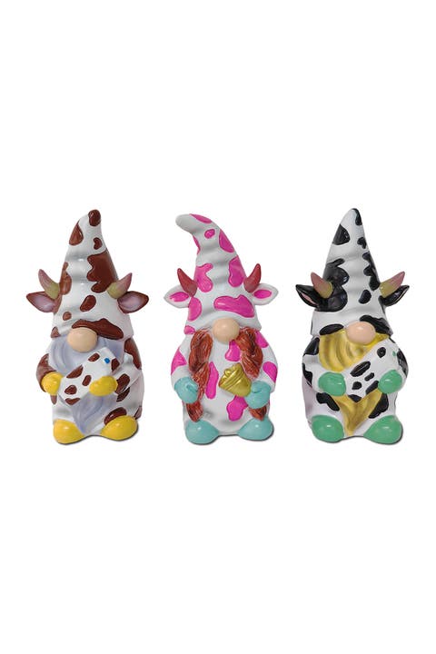 Cow Print Gnome Trio Set Of Three Figurine