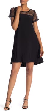 Nina Leonard Illusion Neck High-Low Shift Dress