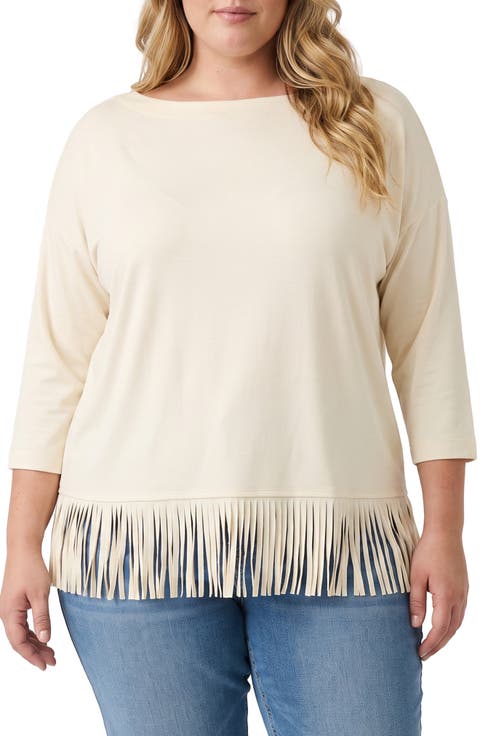 Fringe Hem Boatneck Top