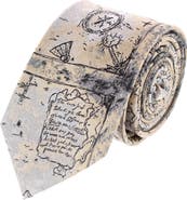 Trafalgar Sparrow's Bounty Treasure Map Silk Novelty Necktie
