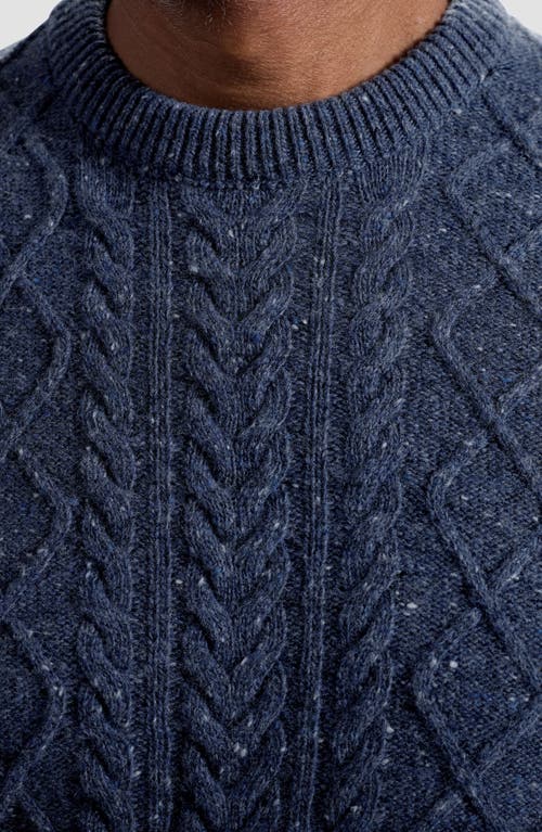 Bugatchi Cable Stitch Crewneck Wool Blend Sweater In Blue