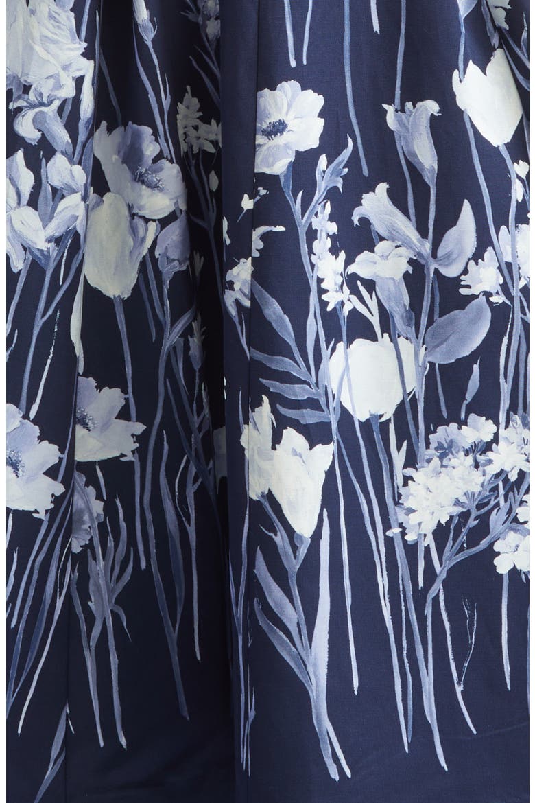 Floral Faille Fit & Flare Dress, Alternate, color, NAVY MULTI