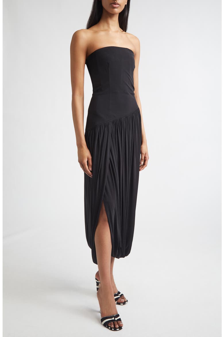 Bustier Jersey Gown, Alternate, color, NERO