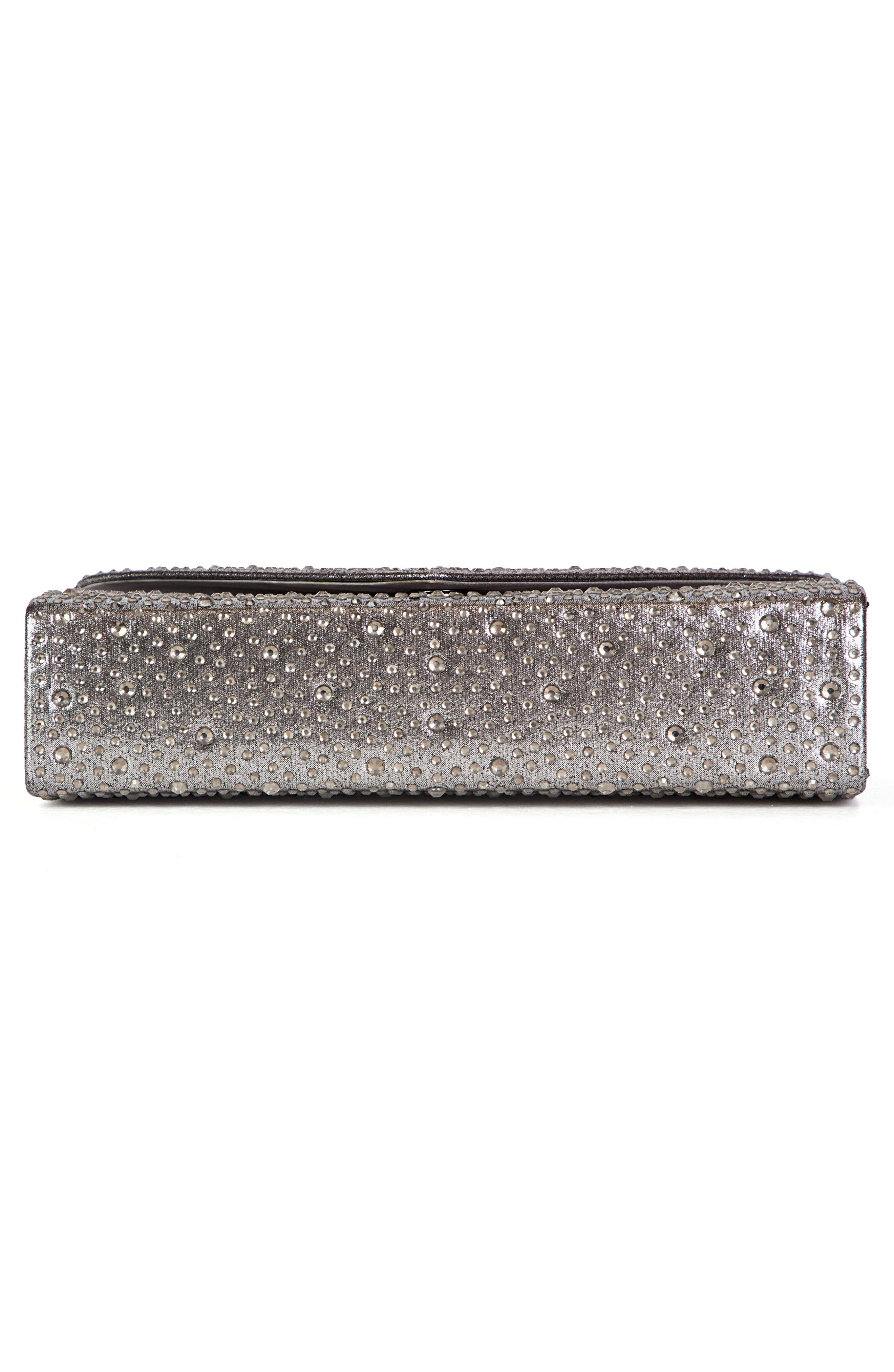 LADY COUTURE Rhinestone Envelope Clutch, Alternate, color, Pewter