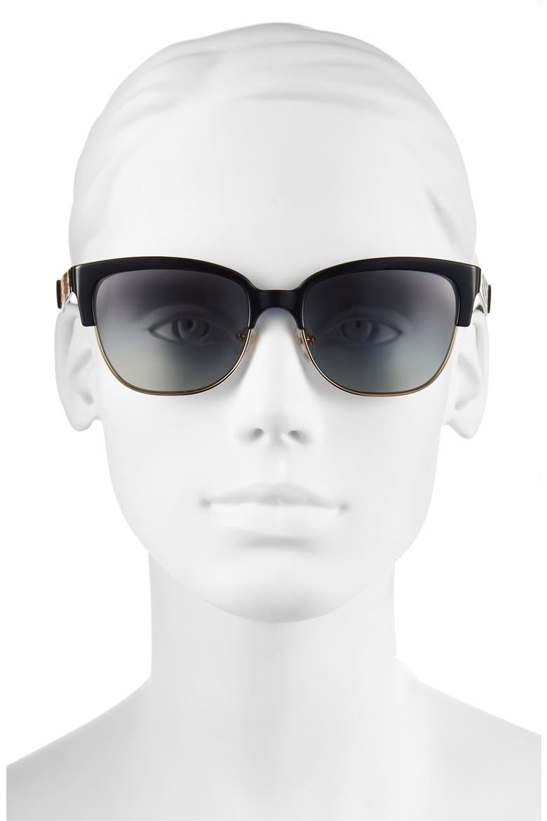 56mm Polarized Sunglasses, Alternate, color, BLACK
