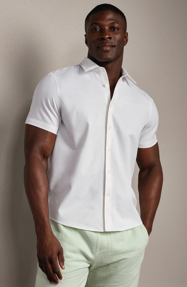 Rhone Brezza Performance Short Sleeve Button-Up Shirt, Alternate, color, White Onyx