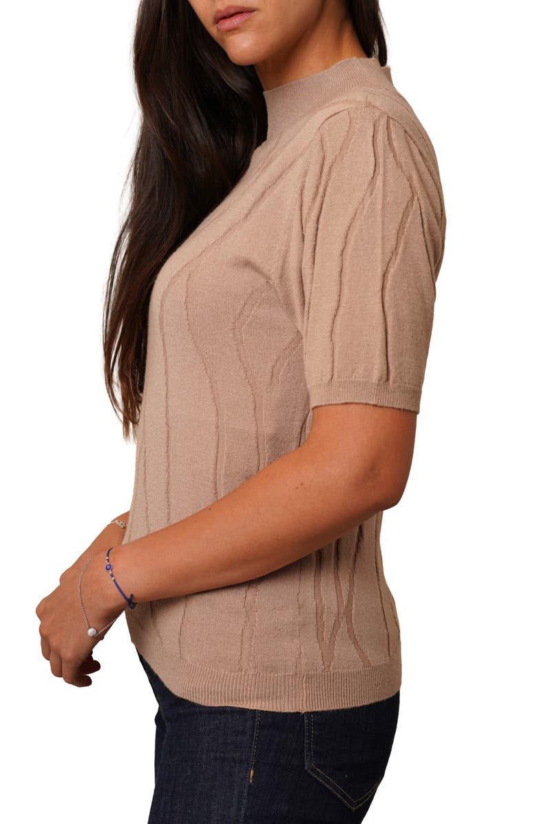 CYRUS Intarsia Short Sleeve Sweater, Alternate, color, Warm Taupe
