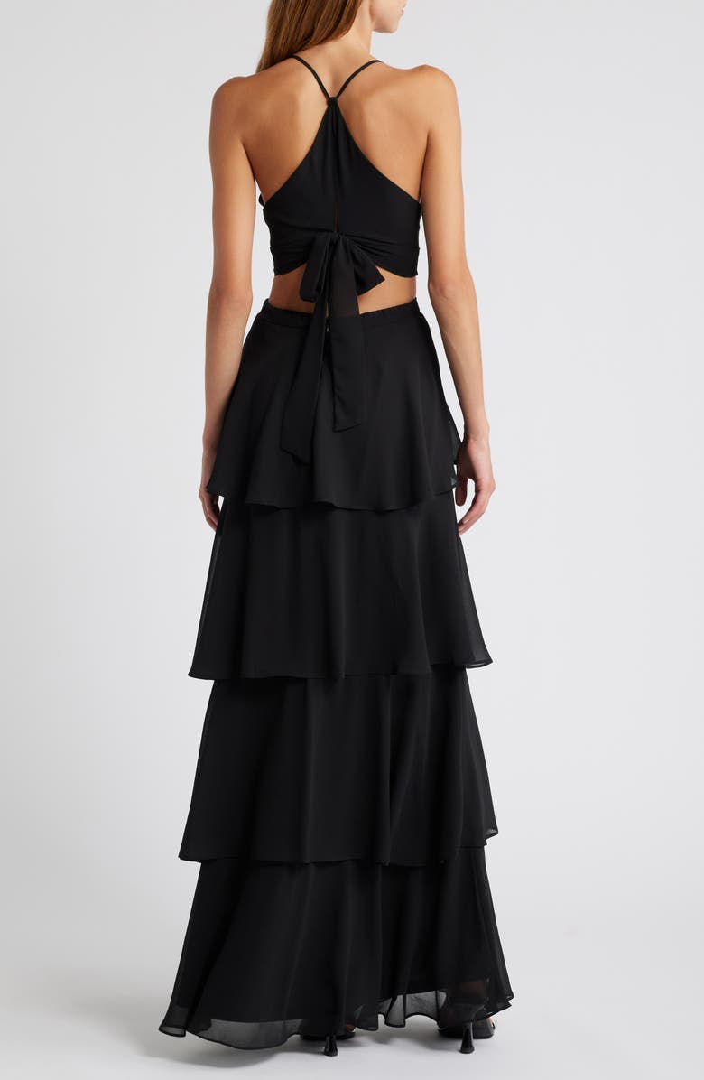 Lulus Tier & Now Waist Cutout Gown, Alternate, color,