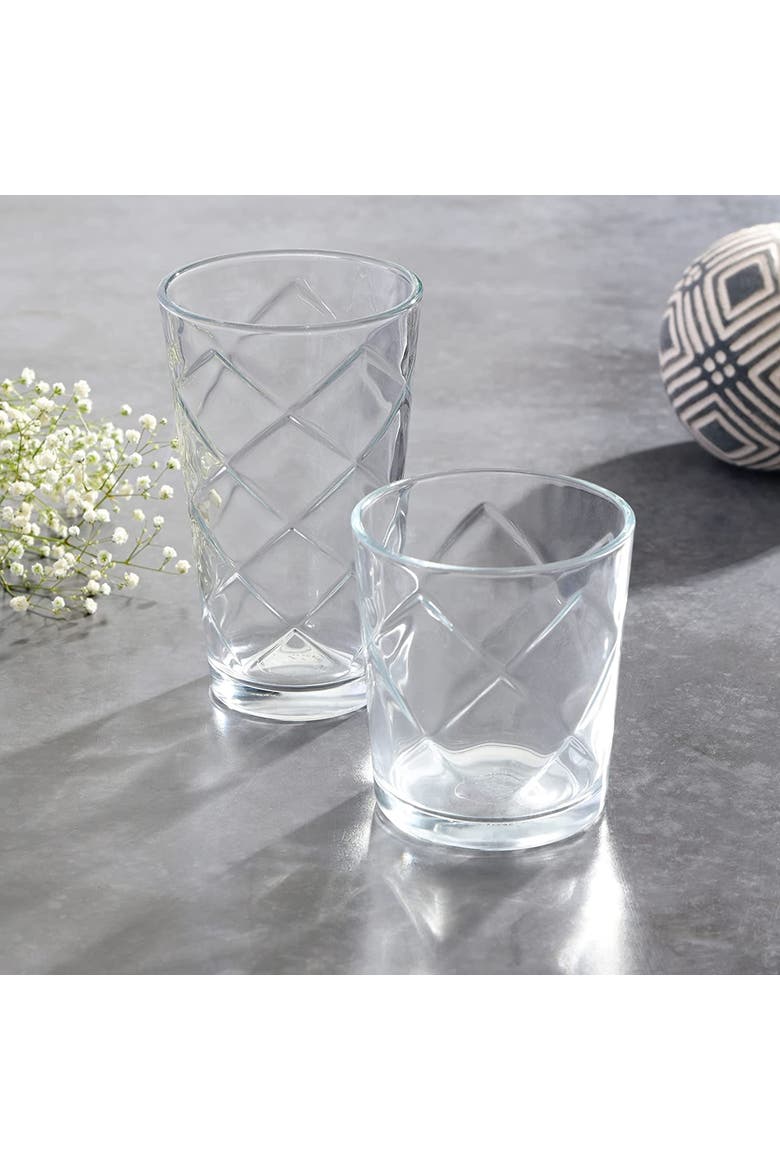 16 Piece Lattice Glassware Drinkware Set, Alternate, color, Clear