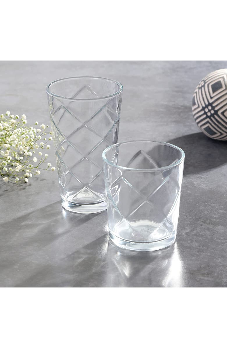 Gibson Home Lattice 4 Piece 16 Ounce Glass Tumbler Set, Alternate, color, Clear