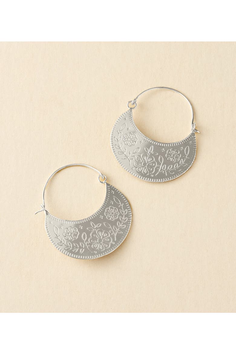 Haveli Etched Hoop Earring, Alternate, color, Silver