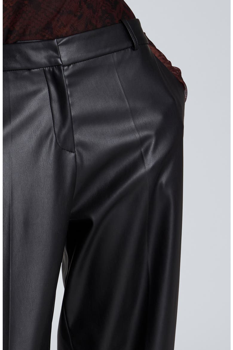 High Waist Faux Leather Barrel Leg Pants, Alternate, color, BLACK
