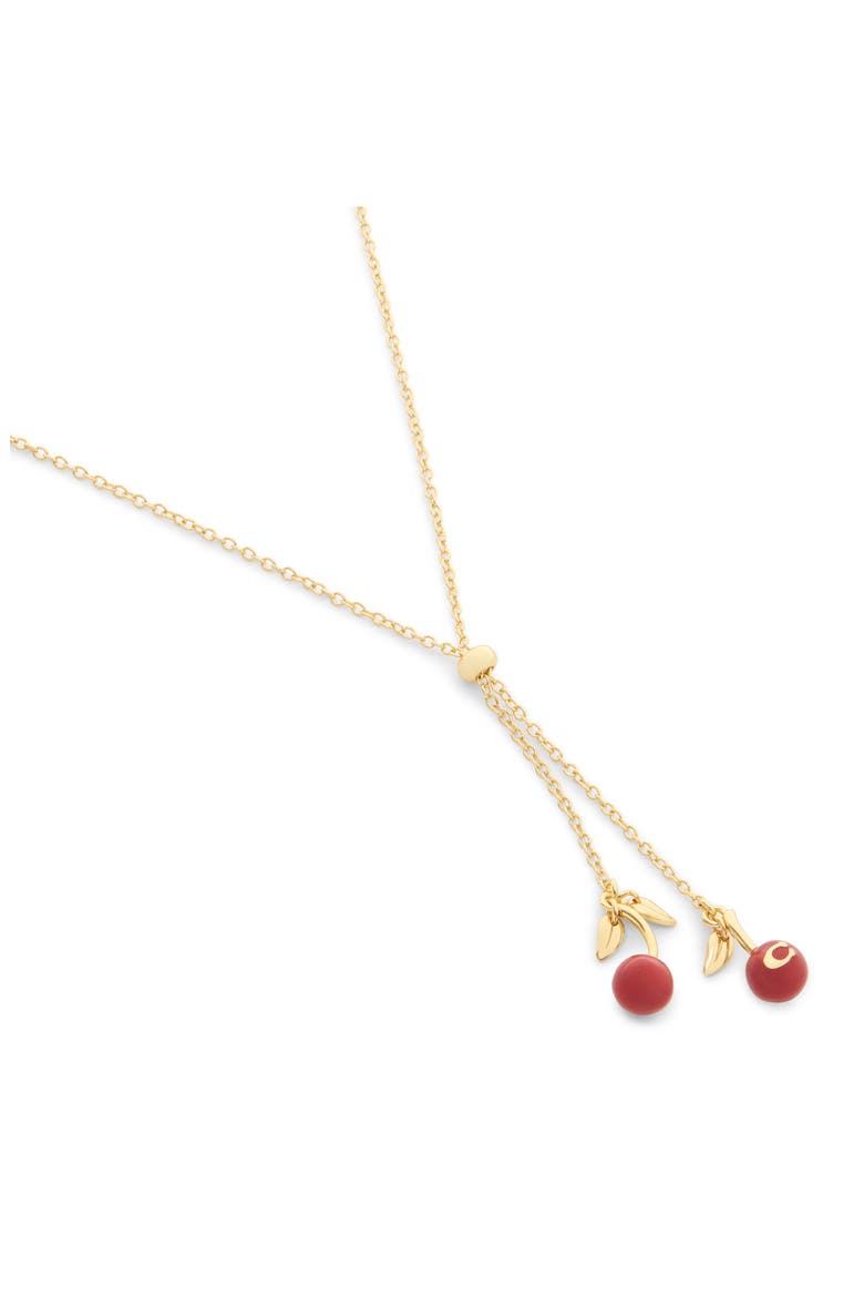 Cherry Bolo Necklace, Alternate, color, RED/ GOLD