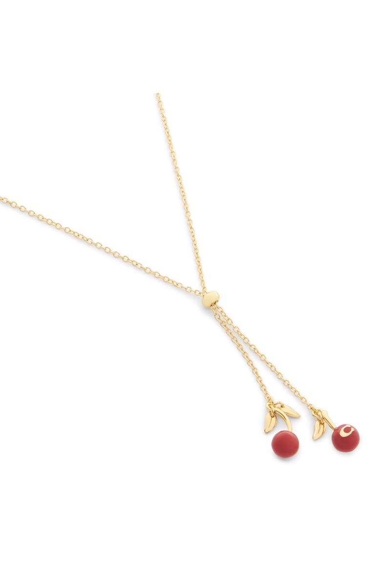 COACH Cherry Bolo Necklace, Alternate, color, Red/ Gold
