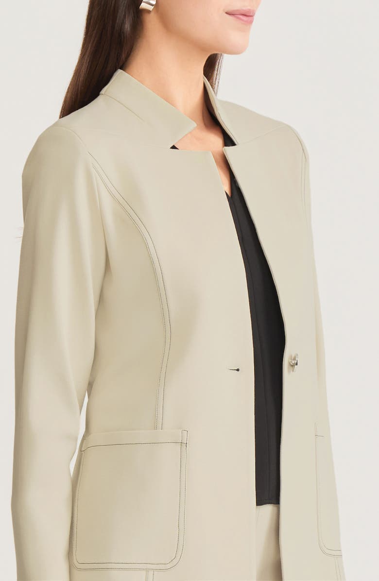 Misook Tailored LuxeStretch Ponte Single Button Blazer, Alternate, color, Black/White