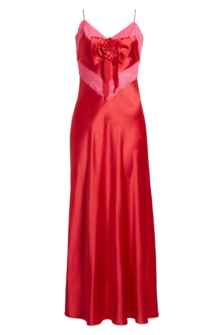 Serita Lace Silk Slipdress, Alternate, color, RED