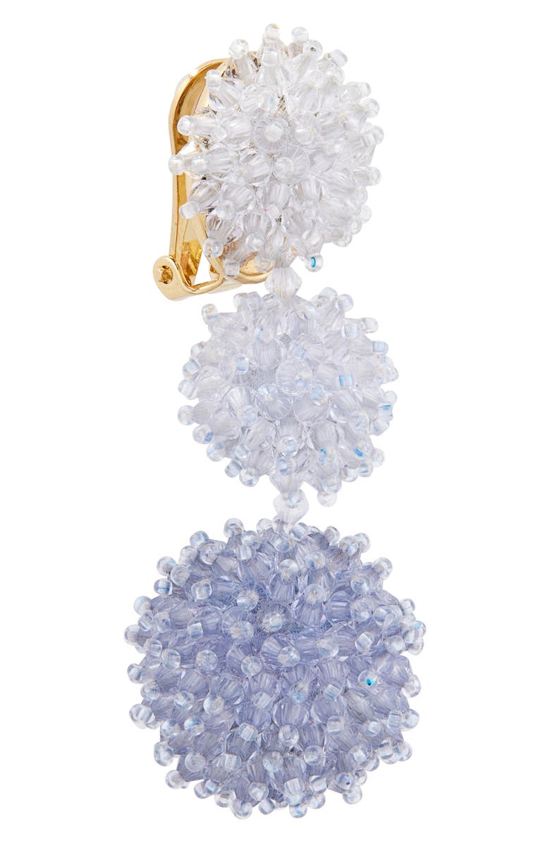 Oscar de la Renta Triple Pompom Beaded Drop Earrings, Alternate, color, Blue Multi