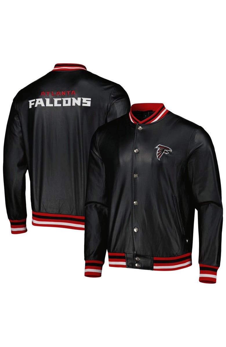 THE WILD COLLECTIVE Men's The Wild Collective Black Atlanta Falcons Metallic Bomber Full-Snap Jacket, Alternate, color, 