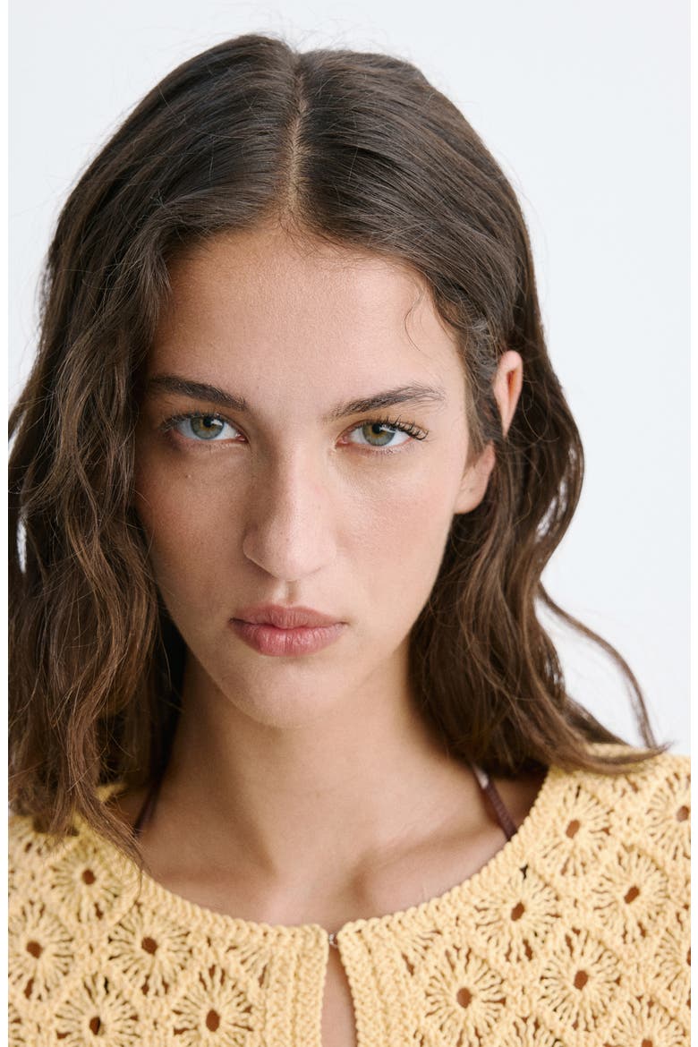 Openwork Crochet Knit Top, Alternate, color, YELLOW