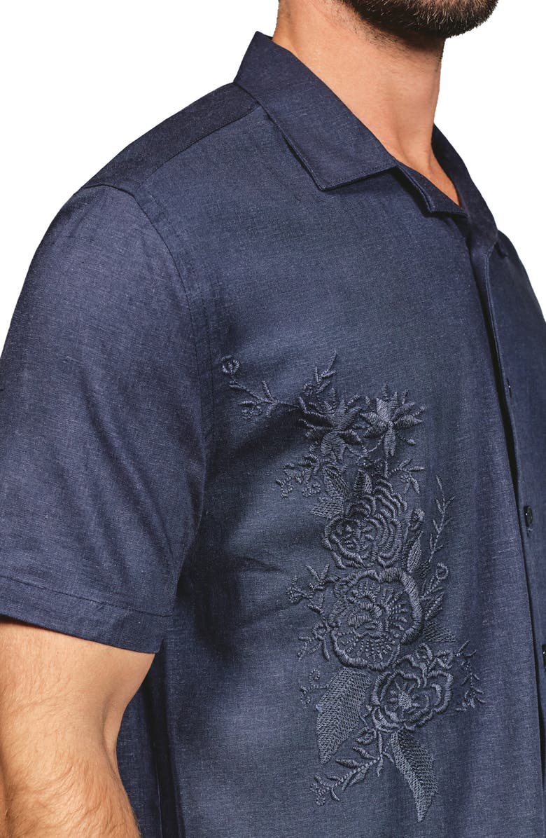 7 Diamonds Marco Floral Embroidered Camp Shirt, Alternate, color, 