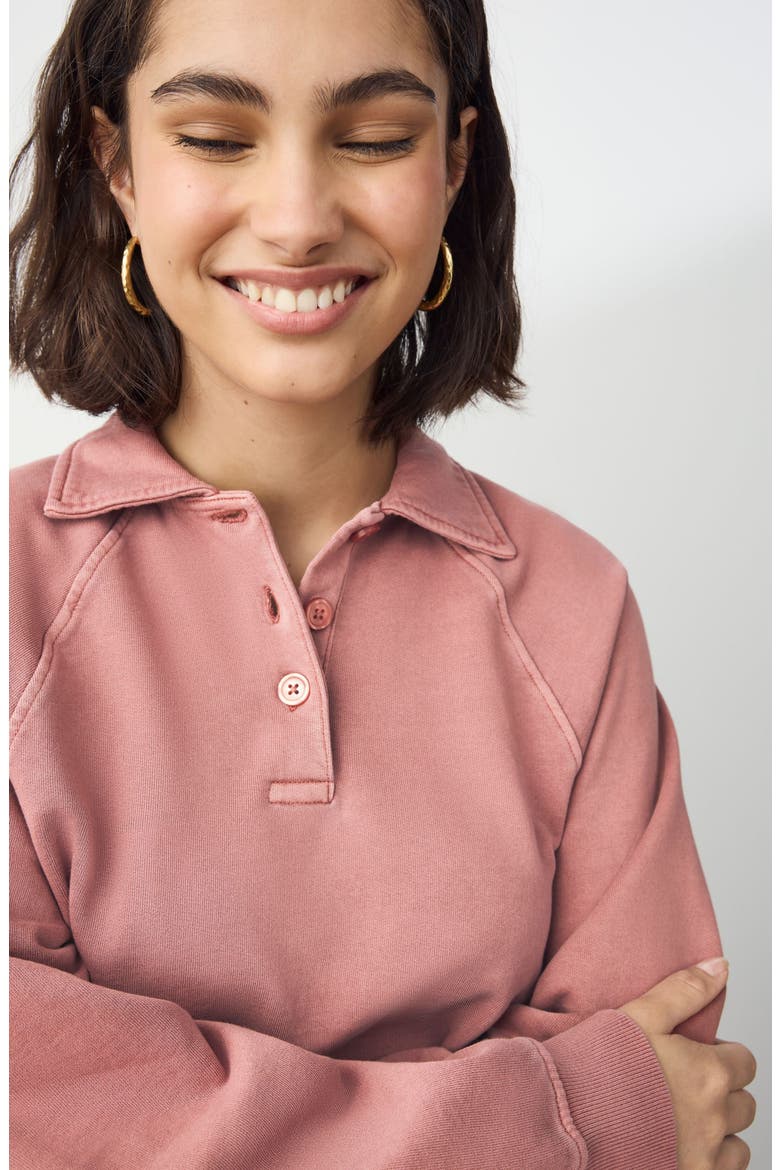 Cotton Polo Sweatshirt, Alternate, color, PINK
