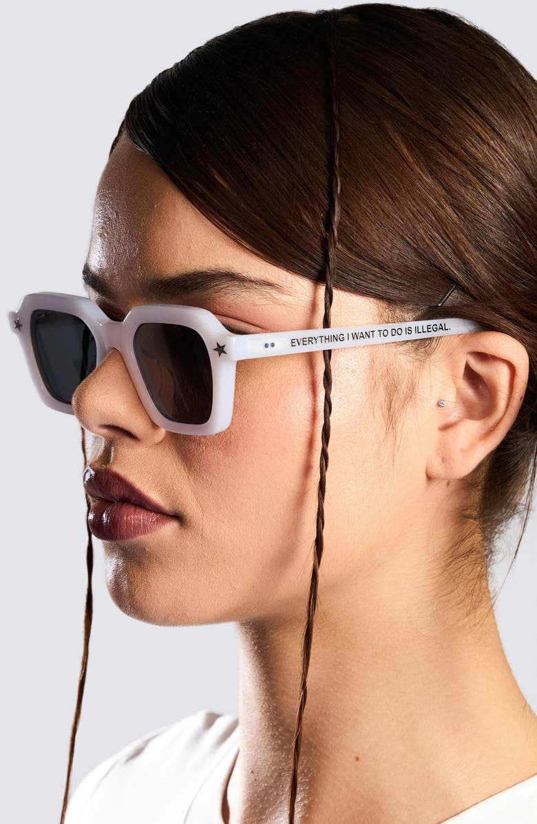 PLEASURES x Akila Era 46mm Small Rectangular Sunglasses, Alternate, color, Milk