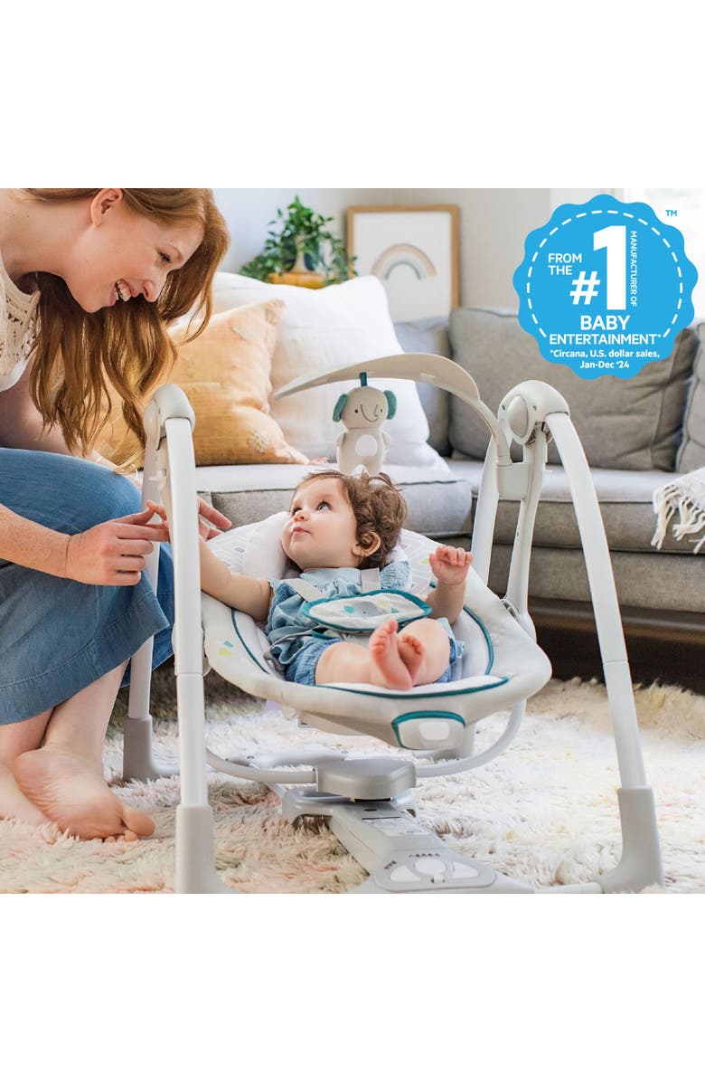 INGENUITY ConvertMe 2-in-1 Compact Portable Baby Swing 2 Infant Seat, Alternate, color, Grey
