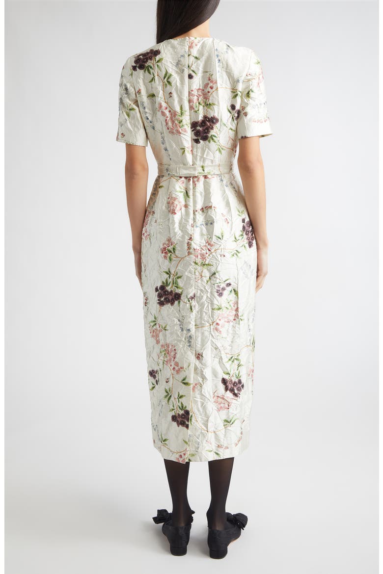 Floral Print Textured Satin Midi Pencil Dress, Alternate, color, FRENCH CHINTZ MULTI WHITE