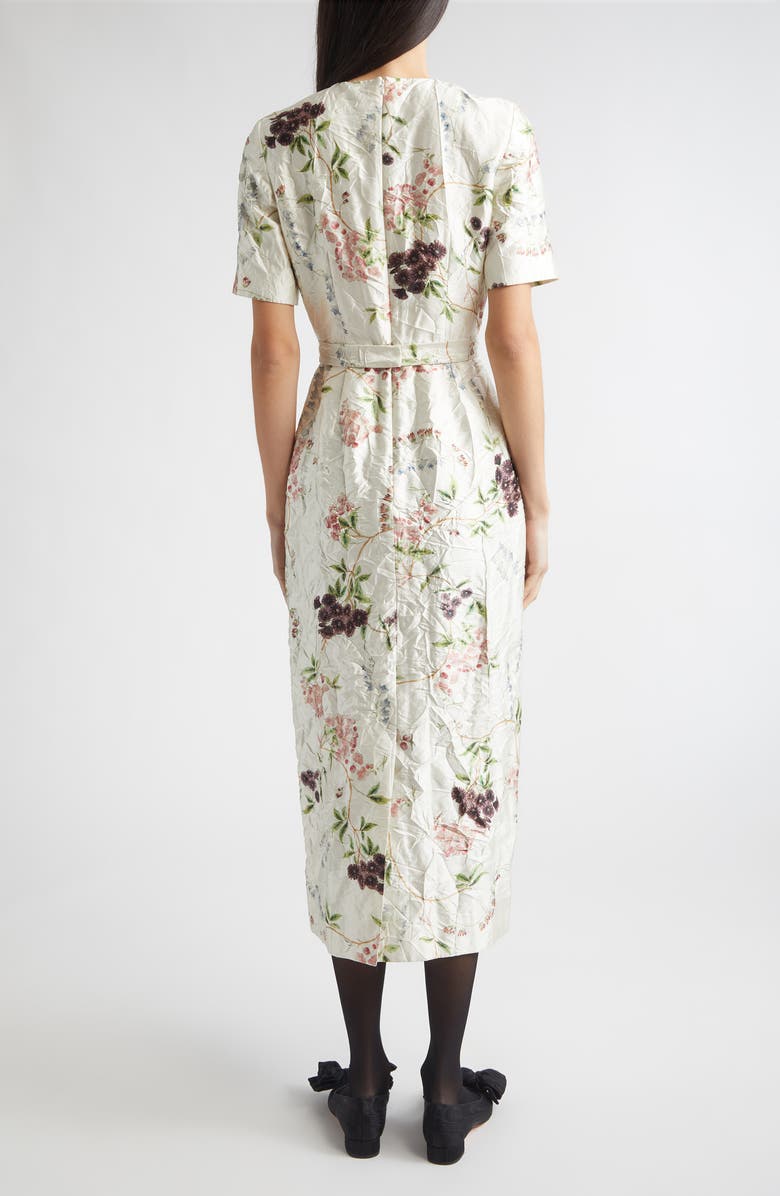 Erdem Floral Print Textured Satin Midi Pencil Dress, Alternate, color, French Chintz Multi White