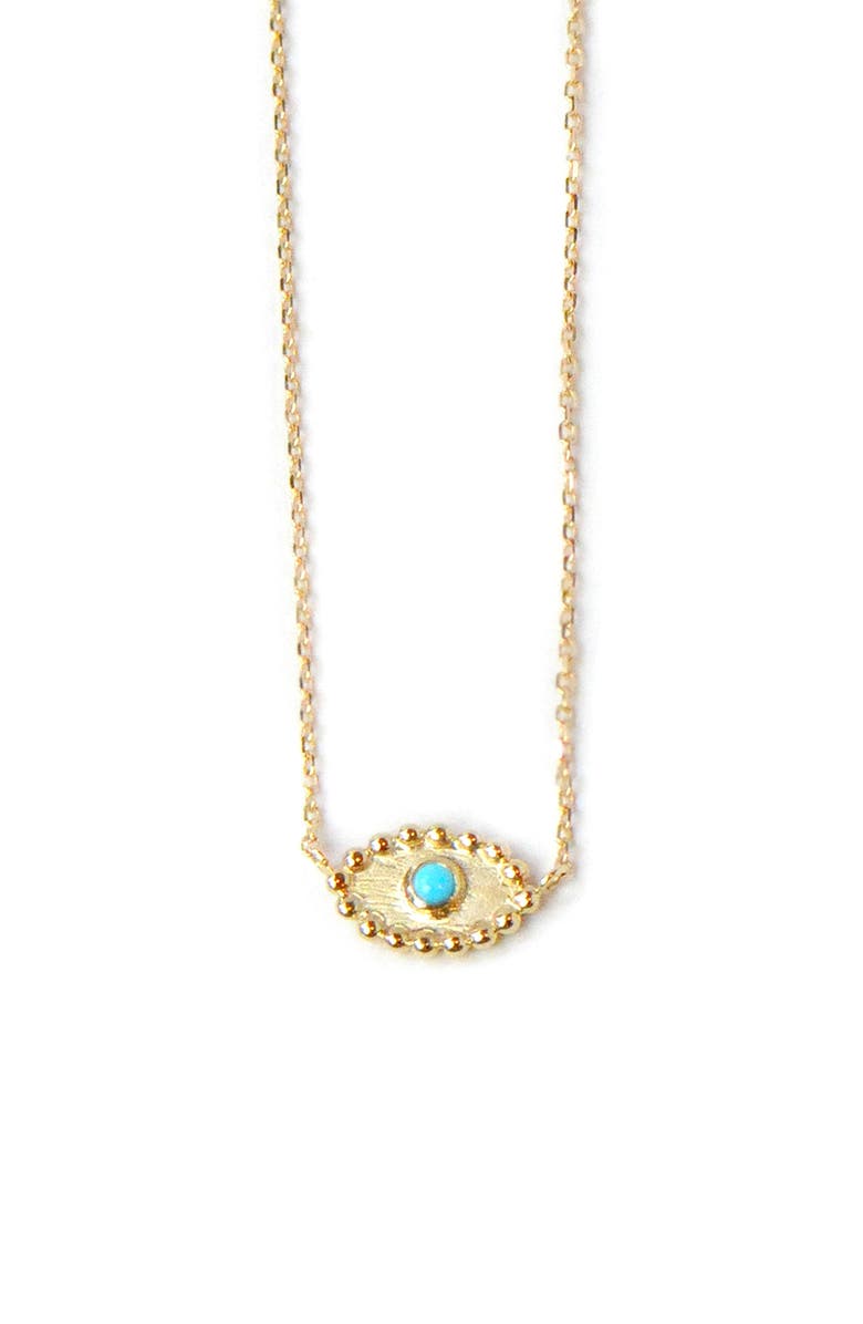 Anzie Dew Drop Turquoise Evil Eye Pendant Necklace, Main, color, Gold