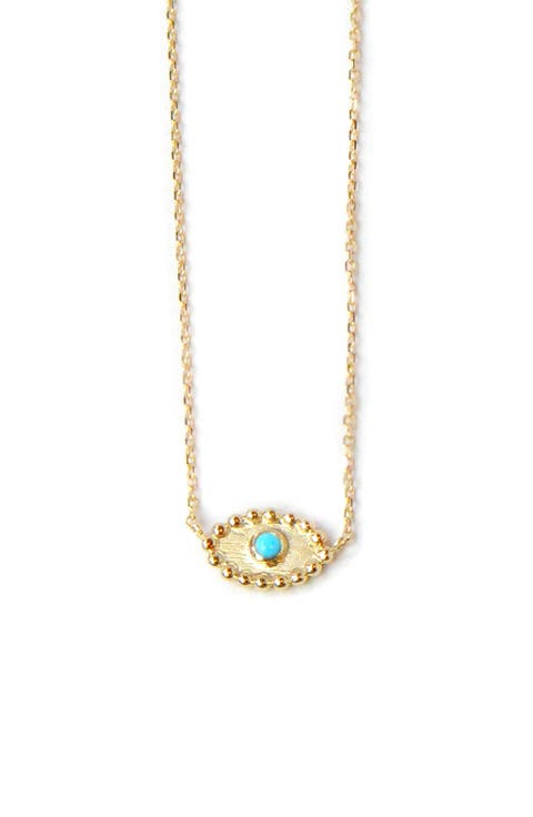 Dew Drop Turquoise Evil Eye Pendant Necklace