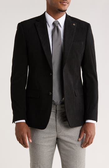 Tom Baine Corduroy Two-button Sport Coat In Black