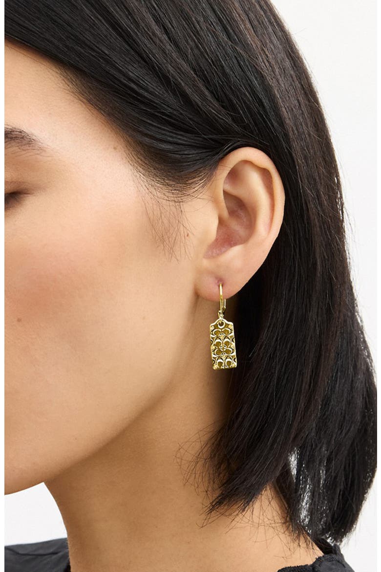 Logo Quilted Drop Earrings, Alternate, color, GOLDEN SHADOW/GOLD
