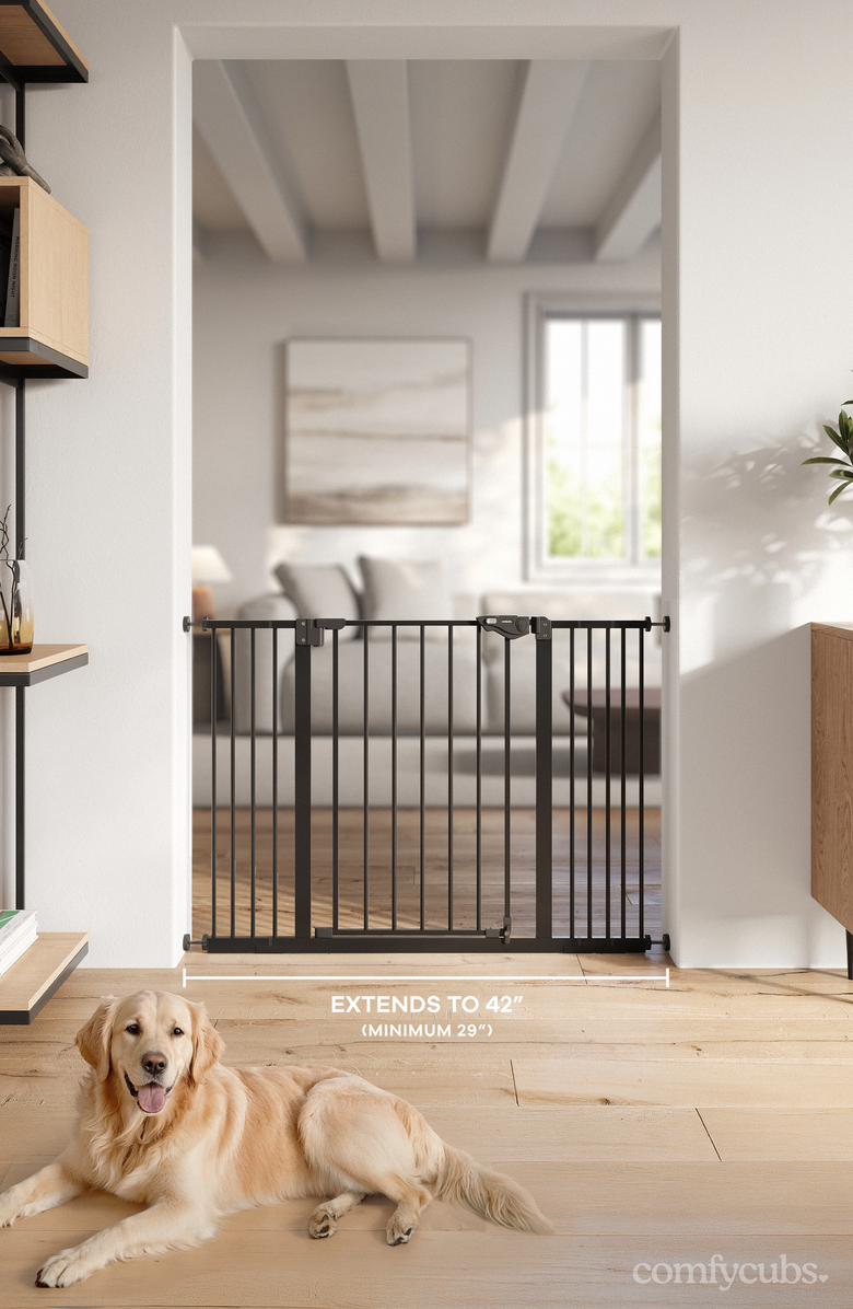 Comfy Cubs Baby Safety Gate with 3 Extensions, Alternate, color, Black