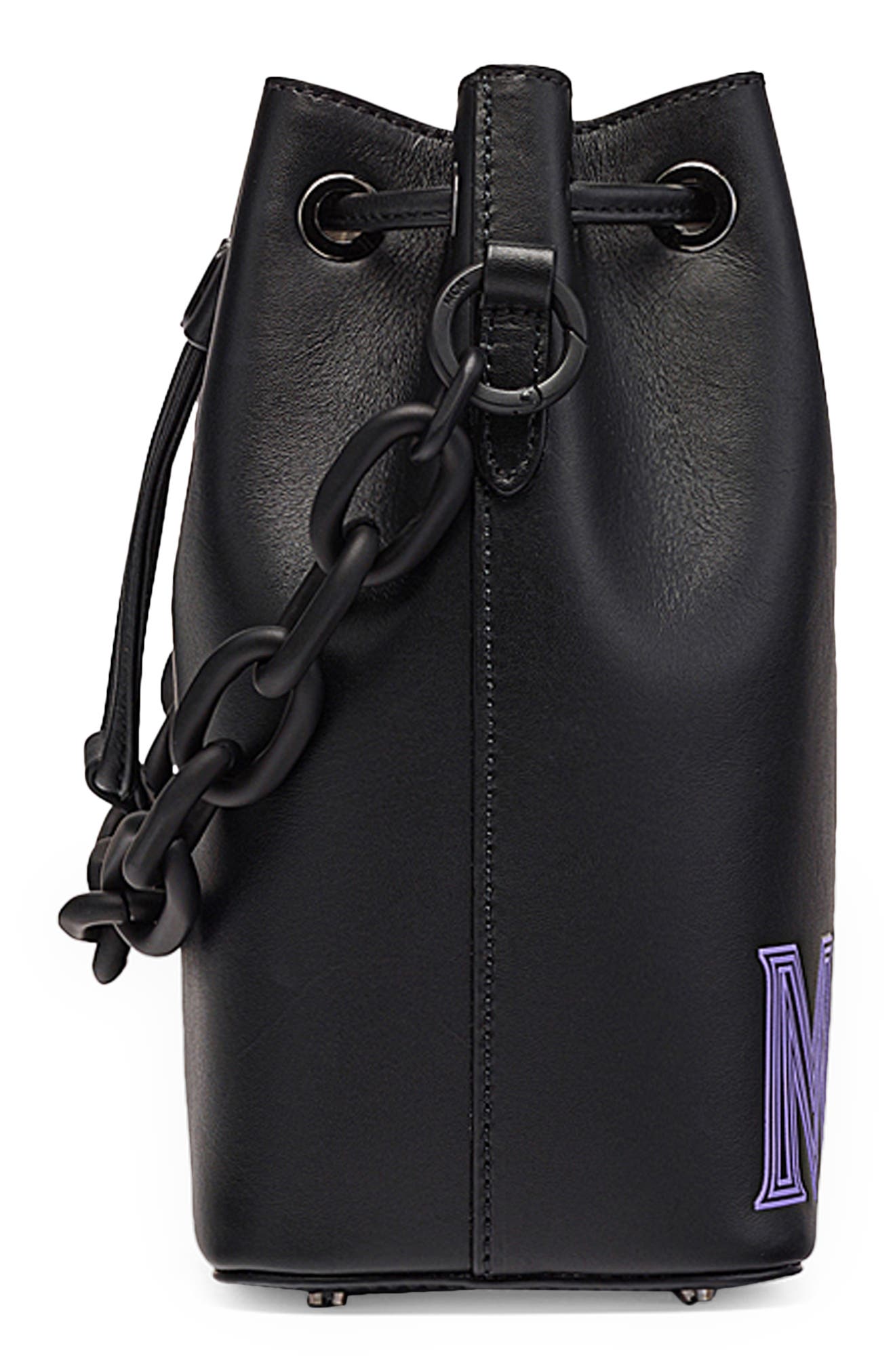 MCM Mini Drawstring Leather Bucket Bag, Alternate, color, 