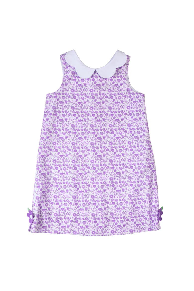 Printed Pique Dress with Flowers, Main, color, Lavender/White