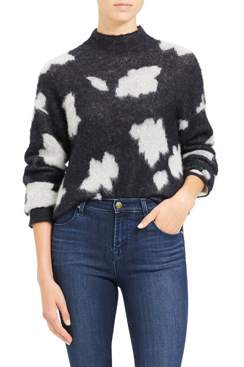 Floral Sweater, Main, color, BLACK MULTI