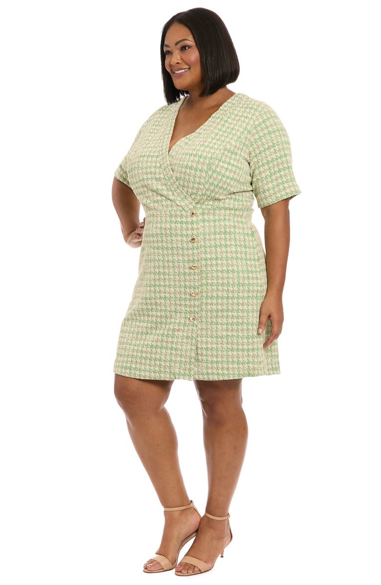 London Times Short Sleeve Bouclé Faux Wrap Dress, Alternate, color, Green