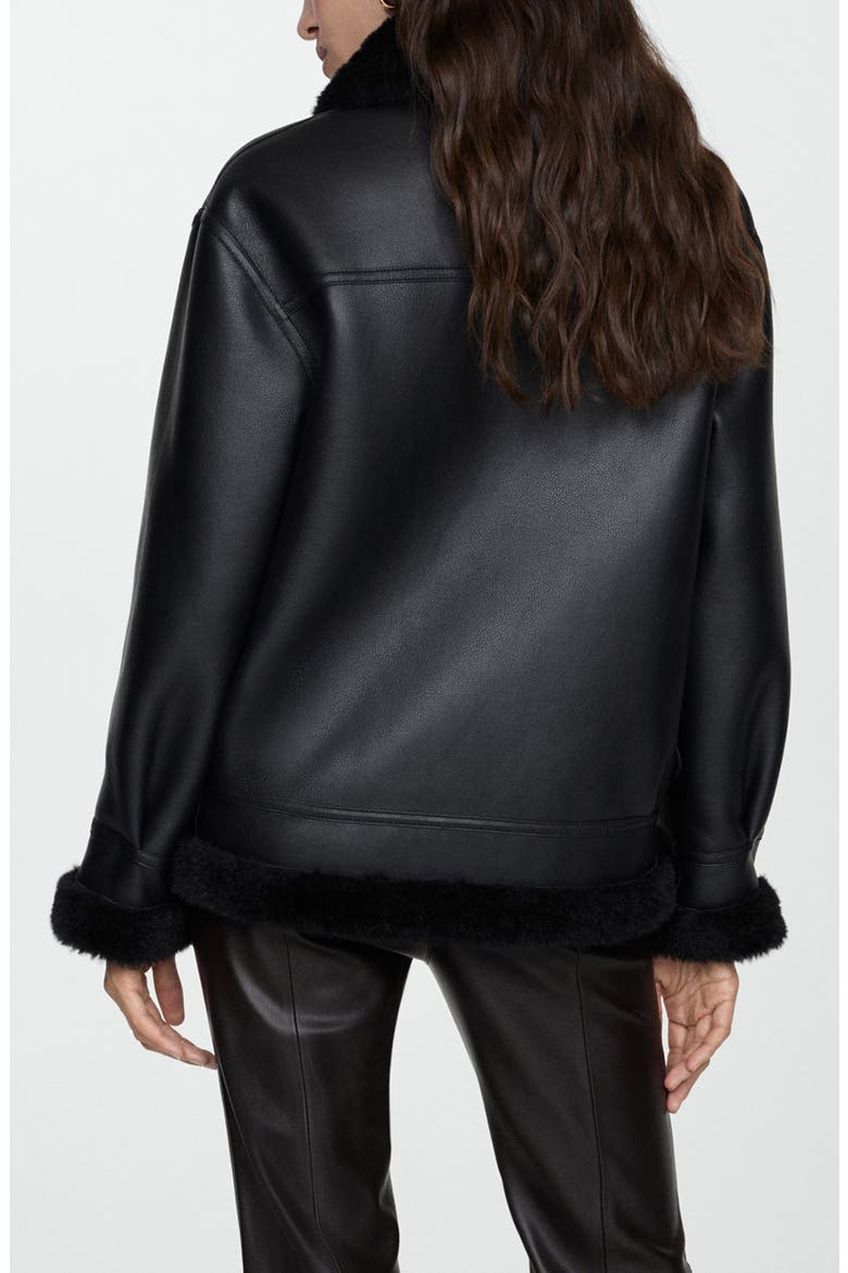 Faux Shearling Moto Jacket, Alternate, color, BLACK