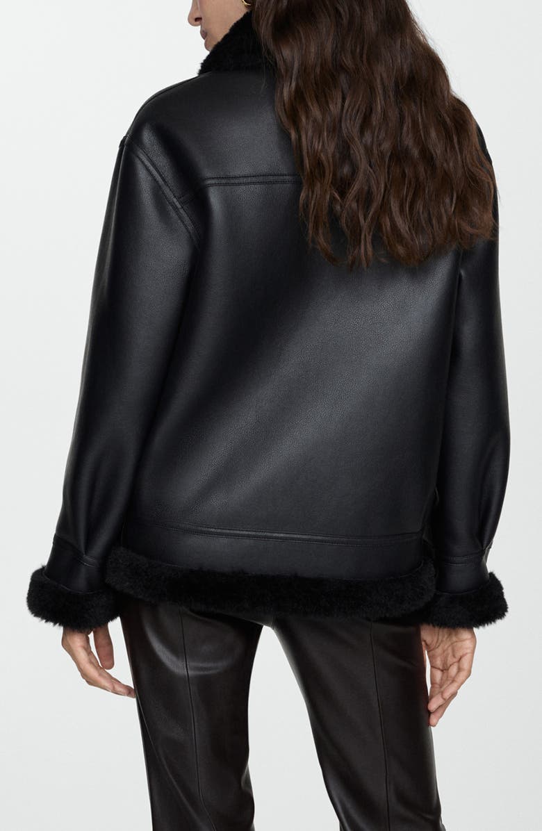 MANGO Faux Shearling Moto Jacket, Alternate, color, 