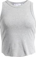 Good American Lightweight Crop Stretch Cotton Rib Racer Tank