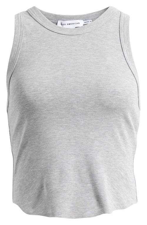 Good American Lightweight Crop Stretch Cotton Rib Racer Tank