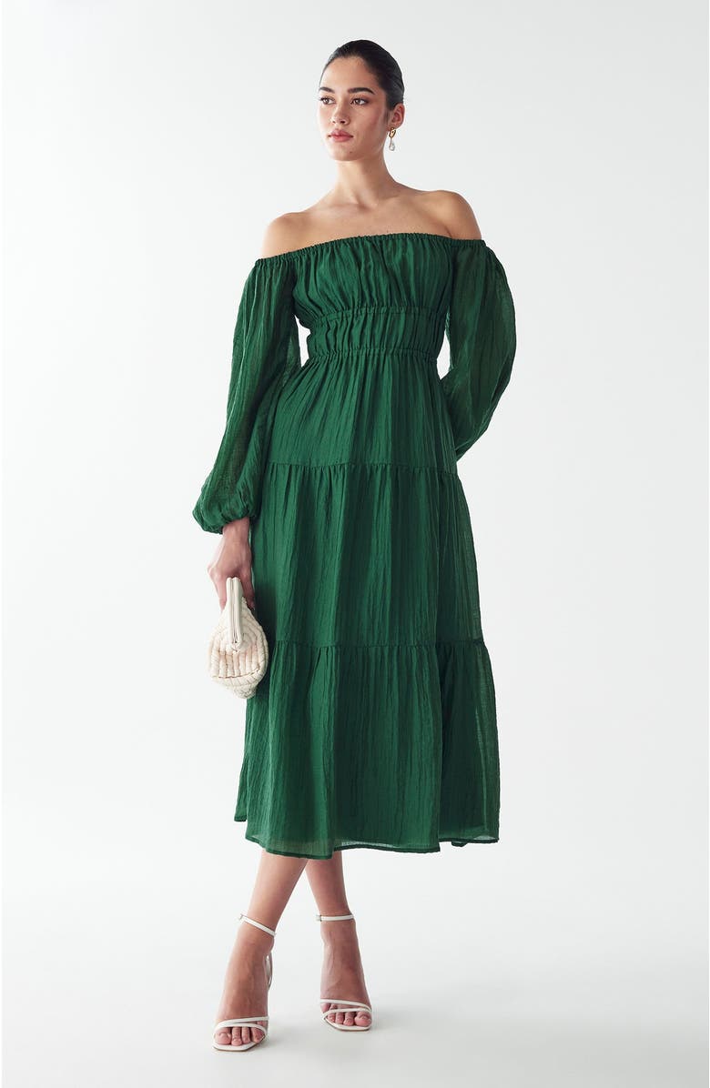WILLA Burnese Midi Dress, Alternate, color, Emerald