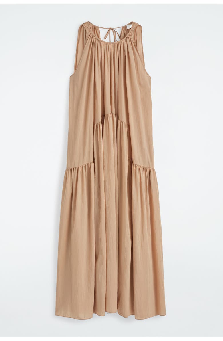 COS Gathered Tiered Maxi Dress, Main, color, Beige