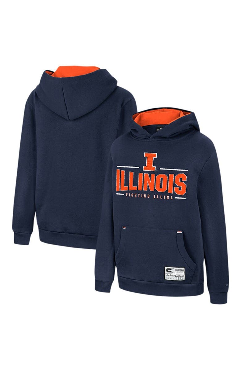 COLOSSEUM Youth Colosseum Navy Illinois Fighting Illini Lead Guitarists Pullover Hoodie, Main, color,