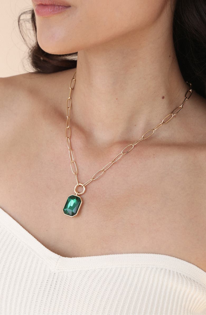 Ettika Deco Crystal Pendant Necklace, Alternate, color, Green