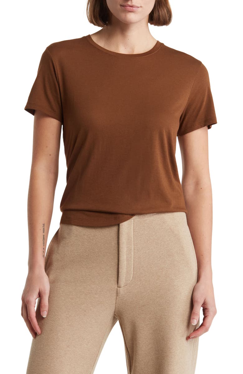 Vince Crewneck Shirt Tail T-Shirt, Main, color, 